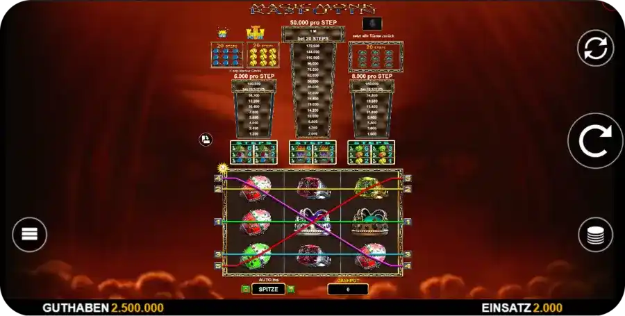 Magic Monk Rasputin Slot mit Gewinnleitern und Rasputin Risiko-Mechanik